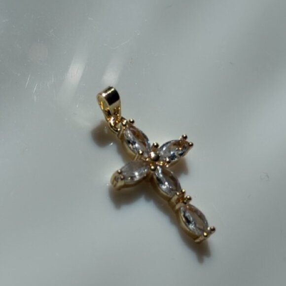 Jewelry - 14K Gold-Filled Marquise CZ Cross Pendant